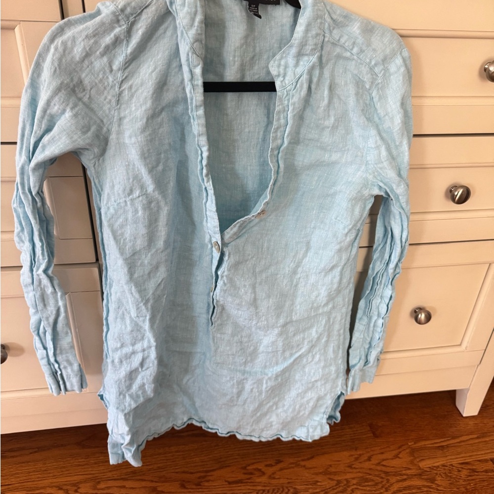 Light Blue Linen Tunic Top